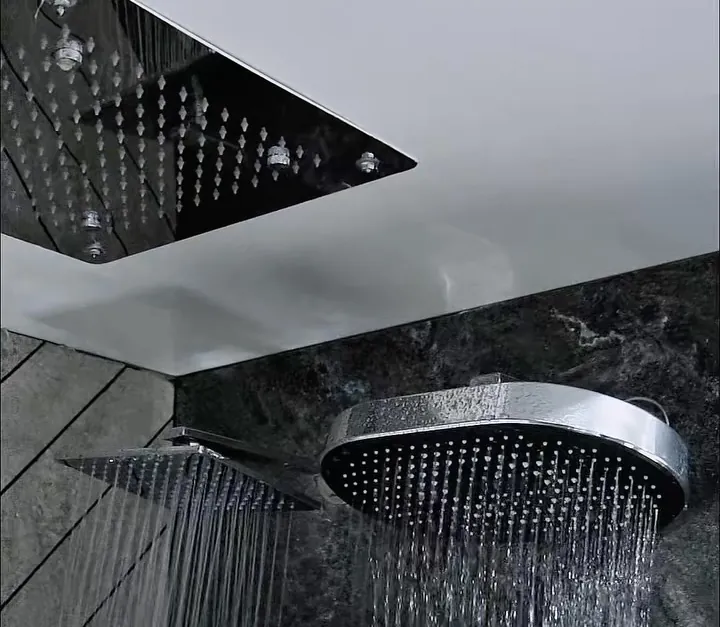 The shower testing unit with rain shower and water